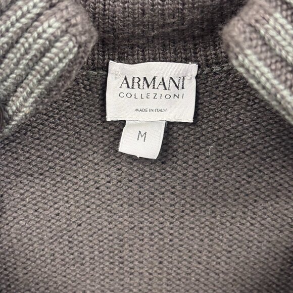 Armani Collezioni - Dark Green Cardigan | Size L | Pure Virgin Wool - Picture 3 of 5